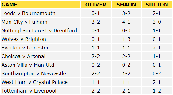 Premier League Predictions...