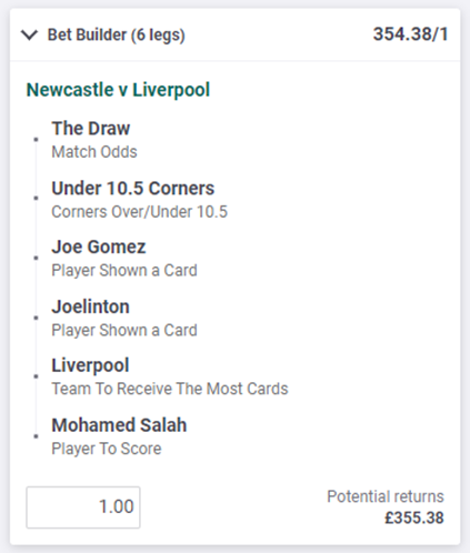 Newcastle v Liverpool - Bet Builder