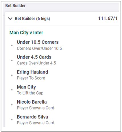 Man City v Inter Milan - Bet Builder