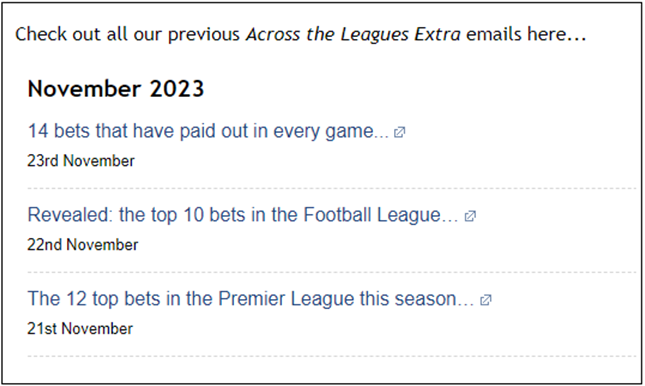 Across the Leagues Extra - Email Archive